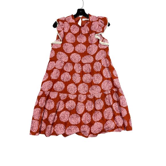 THML Red Pink Dot Print Ruffle Sleeve Dress Size S - Picture 2 of 5